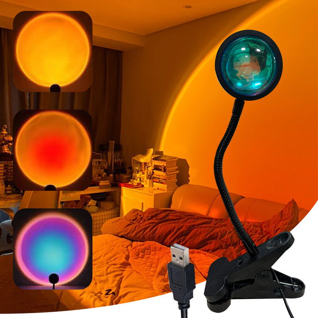 OEM LED Sunset Projection Lamp Projection Night Rainbow Sunset Light RGB LED Floor Lamp Clip Creative Art Table Lamp Living Room