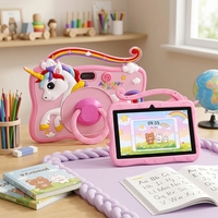Tablette pour enfants 7 pouces Android 8.1 2 Go 16 Go WiFi 1024x600 rose avec étui licorne et support anneau, jouet éducatif