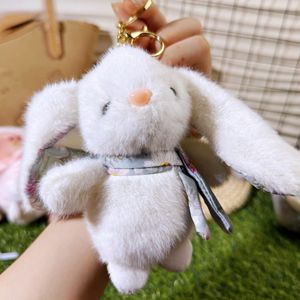 Portachiavi Peluche Coniglio con Sciarpa Stile Rurale 13CM, Ciondolo per Zaino, Souvenir, Regalo di Compleanno, Promozione, Regalo di Pasqua - Product Image 2
