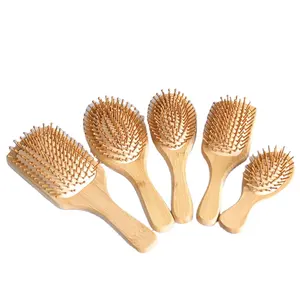 bamboo hair brush set custom logo wholesale paddle hairbrush detangle hair extension tools bulk hair combs wooden