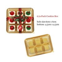 Boîte à pâtisserie en plastique divisée jetable, écologique, recyclable, PET, 6/9 emplacements, pour pâtisseries, bonbons, biscuits, macarons, avec couvercle transparent