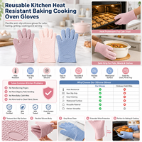 Gants de cuisine en silicone à pois réutilisables avec logo personnalisé, résistants à la chaleur, antidérapants, pour la cuisson au four, OEM ODM, gants de barbecue