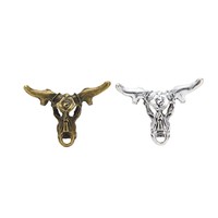 Crâne de taureau Longhorn à trois boucles en alliage de zinc, accessoire western pour la décoration de bande de chapeau de cowboy