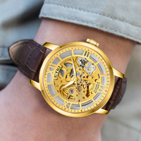 Hochwertige Automatik uhr Mechanische Luxus-Herren uhren aus echtem Leder