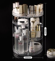 Grande boîte de rangement transparente à rotation de 360 degrés pour cosmétiques, organisateur de maquillage réglable et multifonction