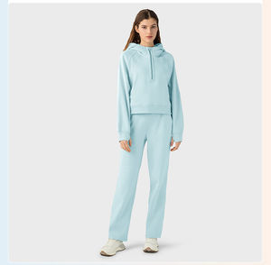 Venta al por mayor Sudaderas De Algodn <span class=keywords><strong>Con</strong></span> Capucha Mujer 1/4 Cremallera Sudadera Mujer Oversized Zip up <span class=keywords><strong>Hoodie</strong></span> - Product Image 6