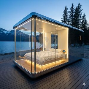 Capsule spatiale de luxe avec plateforme : Villa préfabriquée moderne en conteneur, hôtel mobile de haute qualité, maisonnette de fabrication d'usine - Product Image 1