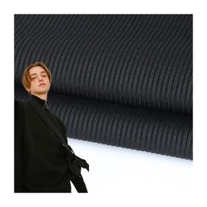 Poids lourd 390gsm Stretch 2*2 Tissu en tricot côtelé 95% polyester 5% spandex Chunky Black 2x1 Rib pour <span class=keywords><strong>col</strong></span> et manchette - Product Image 1