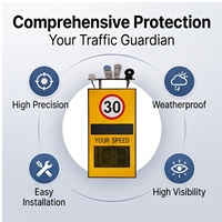 Panneau de signalisation de vitesse solaire à LED avec radar et réseau Wi-Fi, affichage dynamique à 3 chiffres, détection et surveillance des véhicules par caméra