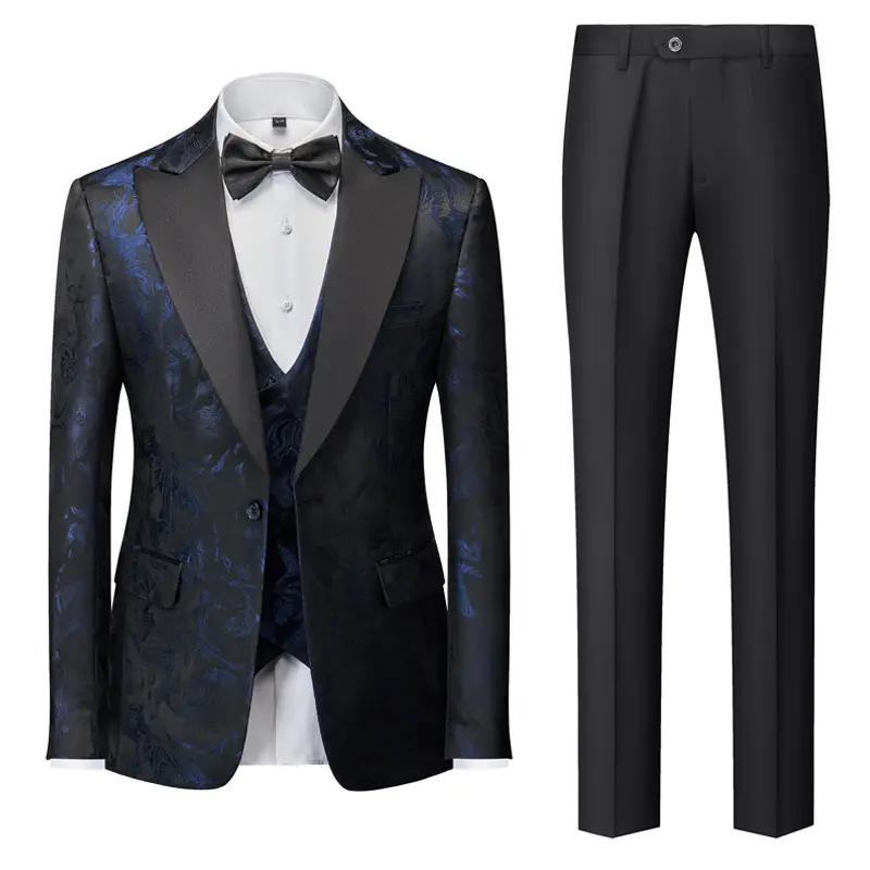 2024 traje Blazer Homme Slim Fit hombre Smart Business elegante ocio 3 piezas esmoquin abrigo para caballero Blazer conjunto trajes de hombre