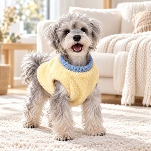 Soft Fleece <b>Dog</b> Vest with Blue Collar Warm Winter Pet <b>Clothes</b> for Small <b>Dogs</b> - Product Image 1