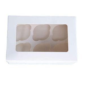 Cajas de Cartón Reciclado Premium de 6 Cavidades con Ventana Transparente para Diseños Personalizados, Color Blanco para Cupcakes - Product Image 4