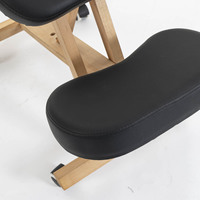 Chaise ergonomique à genouillères, cadre en bois, cuir PU noir, pliable, réglable en hauteur avec roulettes pour le bureau, le télétravail et le travail à domicile