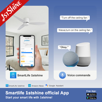Kipas Angin Plafon Pintar 1stshine 52 Inci, Terpasang Rata, Kontrol Wifi & Aplikasi, Kompatibel Suara, Baling-Baling ABS Cerdas, Dilengkapi Lampu LED