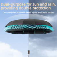 Parapluie de voyage pliant coupe-vent à ouverture et fermeture automatiques, 10 baleines, poignée Cyber, protection UPF50, personnalisable avec logo OEM, pour hommes et garçons, idéal comme cadeau de marque