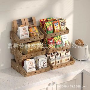 Solid Wood Vegetable Fruit Storage Rack Square Stackable <b>Kitchen</b> Freshness Preservation Draining Rack - Product Image 2