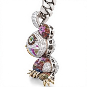 Pendentif Breloque Animal en Argent 925 avec Micro-Incrustation de Zircon, Pavé Complet de Zircons Ronds Brillants, Cadeau Bijou - Product Image 4