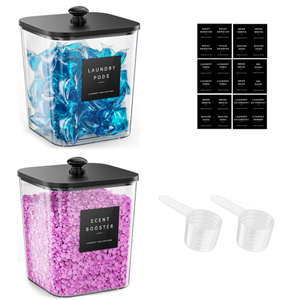 Contenitore Trasparente per Lavanderia con Coperchio in Bambù, Organizzatore in Plastica per <span class=keywords><strong>Detersivi</strong></span>, per Uso Domestico - Product Image 3