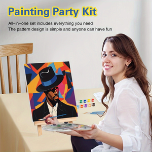 2 pezzi Kit di pittura <span class=keywords><strong>per</strong></span> adulti <span class=keywords><strong>per</strong></span> bambini incorniciato tele Pre-disegnate con vernice colorata e Kit <span class=keywords><strong>per</strong></span> feste divertenti in stile cartone animato - Product Image 4