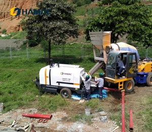Diesel Mobile Concrete Pump With Mixer Stationary 100m Cement Pump Truck Spare Parts Trailer Pump for Sale - Product Image 1