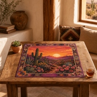 Tapis de Mahjong Américain Style Moderne Désert du Sud-Ouest NatuGift, Portable, Antidérapant, Réduction du Bruit, Thème Cactus Saguaro, Jeu de Divertissement