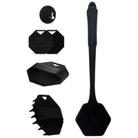 Brosse de douche et de bain en silicone souple avec long manche, éponge exfoliante pour le corps en silicone