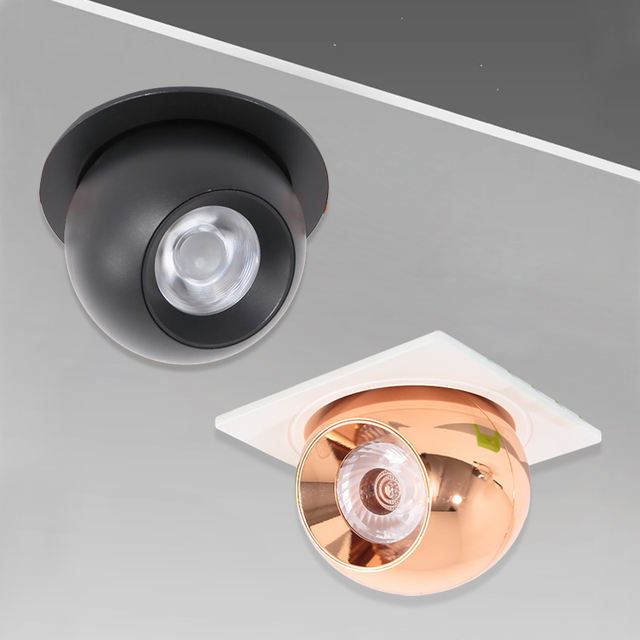Can Rotate 360° 12W LED Recessed Downlight CRI95COB Anti Glare Ceiling Spotlight Aluminum for Hotel Gallery Home Commercial Use