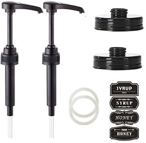 Elwiya Mason Jar Syrup & Honey Dispenser Pump Lids Rust Proof Plastic Dispenser Lid for 16 oz Regular Mason Jar Kitchen coffee