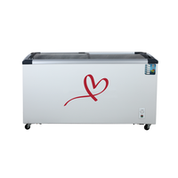 Congélateur coffre commercial pour supermarché, 220V50Hz, porte coulissante en verre incurvée, 358L