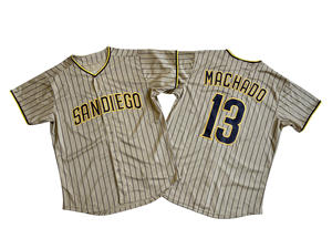 Maillot de joueur de baseball américain personnalisé pour homme, San Diego Padres, Manny Machado, <span class=keywords><strong>Fernando</strong></span> Tatis Jr., rayures marron et blanches, version alternative - Product Image 3