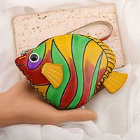 Breloque de sac créative en PU, motif fruits et animaux (Pomme, Poisson), avec fermeture éclair, mignonne, pour femmes, enfants et cadeaux