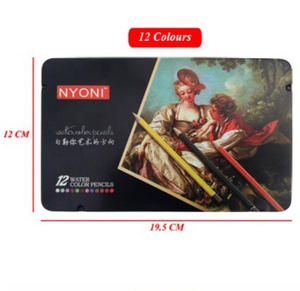 Professionale solubile in acqua matite colorate Set <span class=keywords><strong>con</strong></span> scatola di latta 12 <span class=keywords><strong>colori</strong></span> - Product Image 1