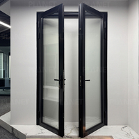 Porte extérieure en aluminium de style moderne, double vitrage, à battants, pour maison
