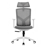 Chaise de bureau pivotante réglable en hauteur avec appui-tête réglable + dossier en maille respirante + cadre en acier + roulettes