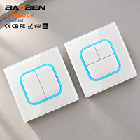 BAOBEN EU 86 Standard Type Glass square Resettable LED Light Ring Multi-functional USB+C Wall Switch Socket
