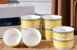 Bol en porcelaine de luxe à motif floral avec couvercle, ensemble de bols à soupe, mini pot à soupe en céramique, pot en céramique de 8 pouces, ensemble de vaisselle en céramique - Product Image 4