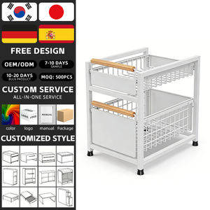Organisateur d'armoire coulissant à 2 niveaux, tiroir pratique, panier <span class=keywords><strong>de</strong></span> rangement polyvalent avec poignée pour cuisine, <span class=keywords><strong>salle</strong></span> <span class=keywords><strong>de</strong></span> <span class=keywords><strong>bain</strong></span> - Product Image 2