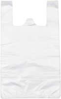 Sacs en HDPE blancs recyclables, réutilisables et jetables, type T-shirt, avec poignée longue, personnalisables par sérigraphie pour supermarché
