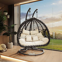 Chaise suspendue œuf en métal de haute qualité pour jardin et patio, avec support métallique, style moderne, similaire aux modèles iconiques, siège de canapé 2 places