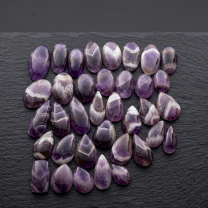 Cabochons en améthyste naturelle Chevron en gros, quartz violet rayé, pierre précieuse Dogtooth à dos plat, pierre lâche pour bijoux - Product Image 3
