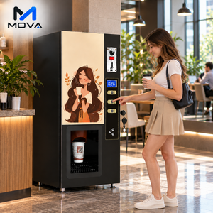 Distributeur automatique de café commercial <span class=keywords><strong>avec</strong></span> trois saveurs de boissons, cartouches de poudre instantanée, accepteur de billets, monnaie et lecteur de cartes - Product Image 1