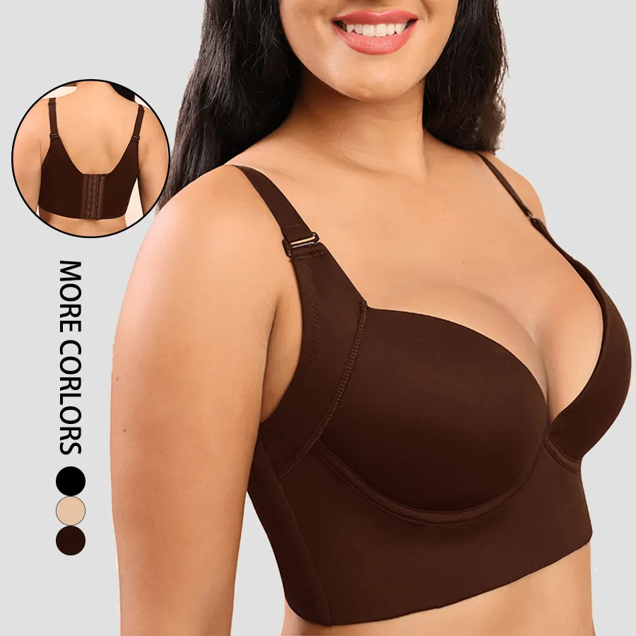 Hexin Deep Cup Bra Plus Size Full Back Coverage With Underwire Shapewear Incorporated Bra Body push up Shapewear Bra