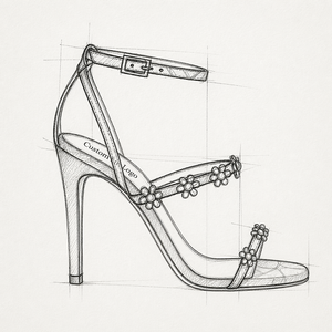 Sandales à talons aiguilles fantaisie à fleurs personnalisées KINGDI avec bride cheville pour femme - Product Image 1