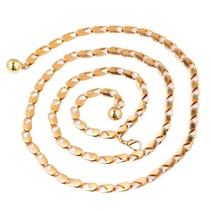 Cadena de cintura ajustable con gancho metálico para mujer, estilo europeo americano, de aleación de zinc dorada, cinturón decorativo de moda para uso diario. - Product Image 5