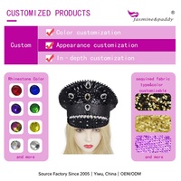 Chapeaux de Capitaine pour Femmes, Accessoire Décoratif en Strass, Casquettes de Fête pour Festivals et Burning Man, Coiffes Artisanales Bling Diamant