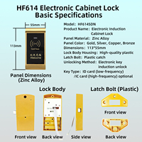 Serrure de cabinet intelligente RFID HF614SDN, structure solide, adaptée aux ateliers d'usine, aux armoires à outils, à l'organisation quotidienne des stocks industriels