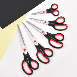 Ciseaux ménagers en acier inoxydable, ensemble de 5 pièces, manche noir et rouge, tête droite, pour la couture à domicile, l'artisanat - Product Image 3