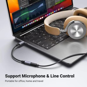 สายอะแดปเตอร์เสียงดิจิตอลไนลอน USB-C ชนิด Type C ตัวผู้ ต่อกับช่องเสียบหูฟังขนาด <span class=keywords><strong>3</strong></span>.5 มม. แบบ Aux สเตอริโอ - Product Image 4