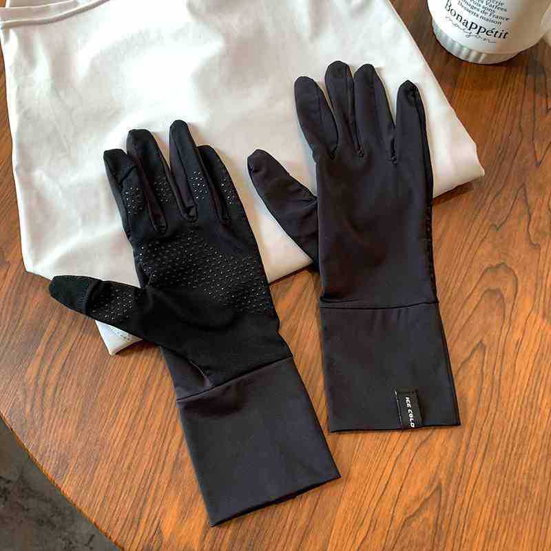 Gants de protection solaire à rayures verticales-noir