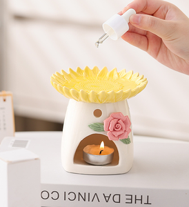 Diffusore di aromi per bruciatore di olio essenziale di natale cera di ceramica Melt candelabro per scaldabagno <span class=keywords><strong>piatto</strong></span> di fiori - Product Image 6